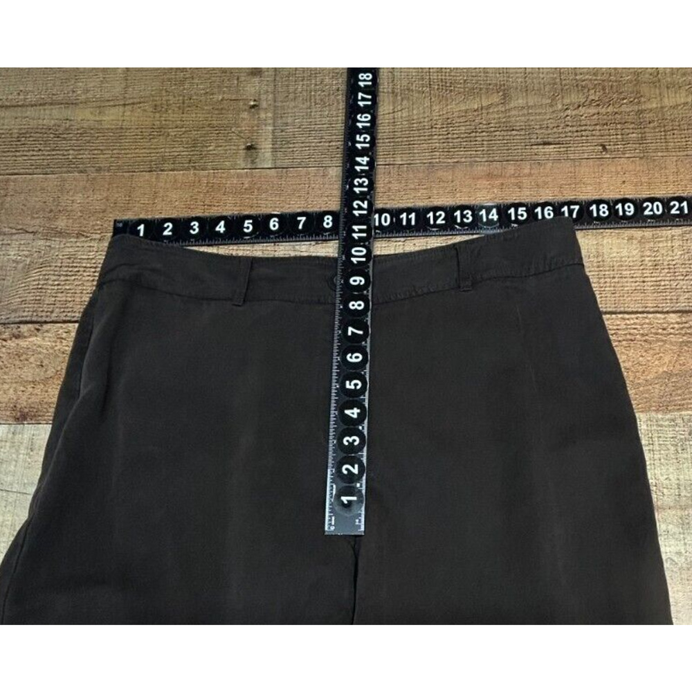 Chicos Pants Womens 2.5 Large 14 Brown Actual 34X29 Silk Linen Wide Leg Slacks - Picture 2 of 6